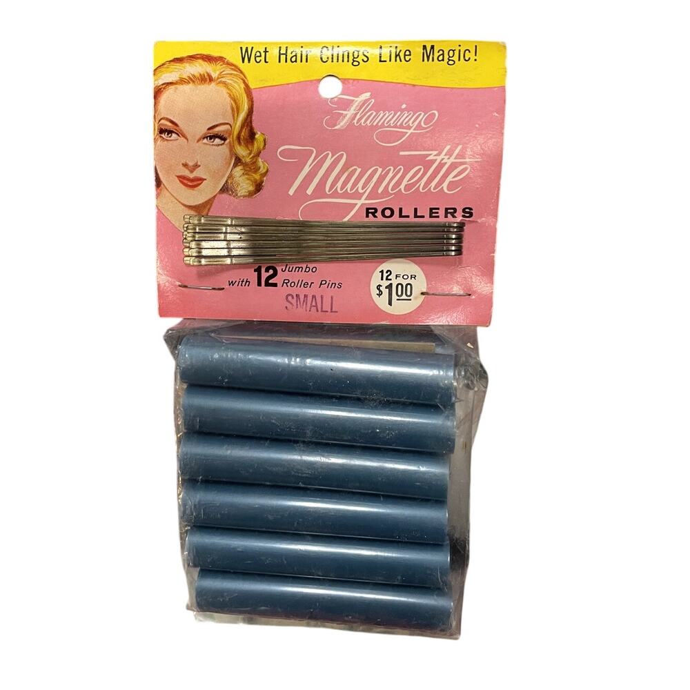 NOS Vintage Magnette 12 pack of Small Rollers with Large Bobby Pins